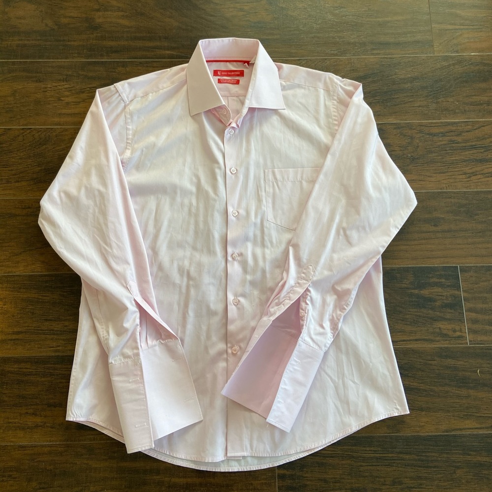 Gino Valentino pink dress shirt sz XL